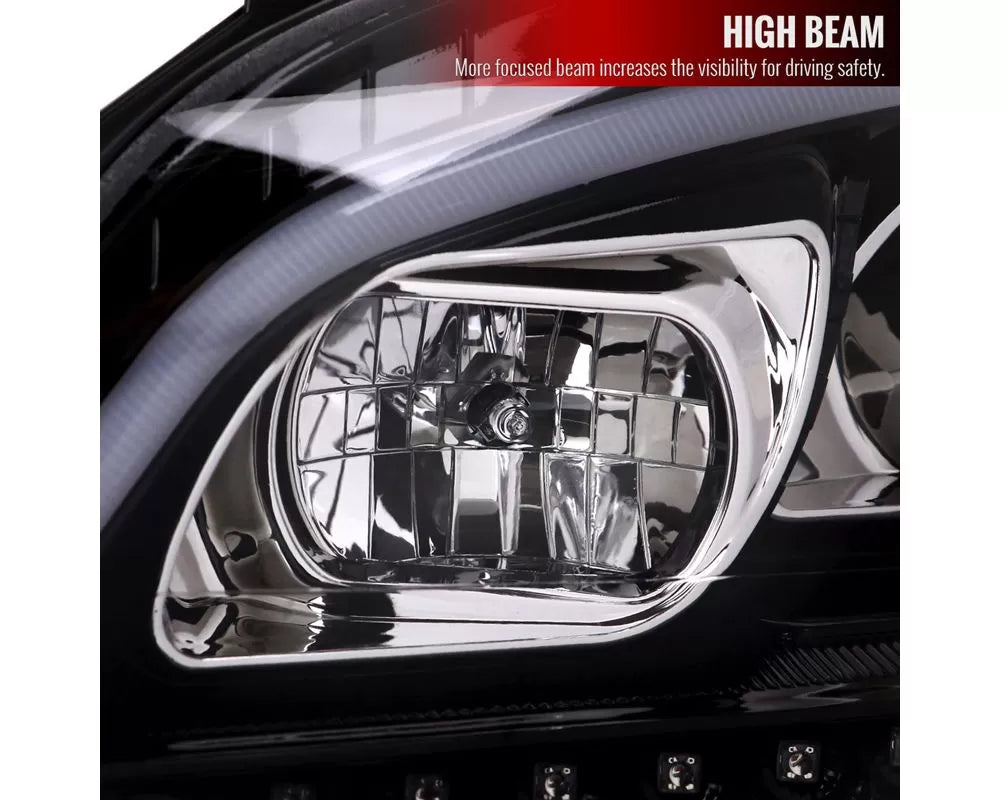 W164 PROJECTOR HEADLIGHTS WITH SEQUENTIAL LED TURN SIGNAL GLOSSY BLACK HOUSING AND CLEAR LENS - HALOGEN BULBS INCLUDED - US SPEC VEHICLES ONLY