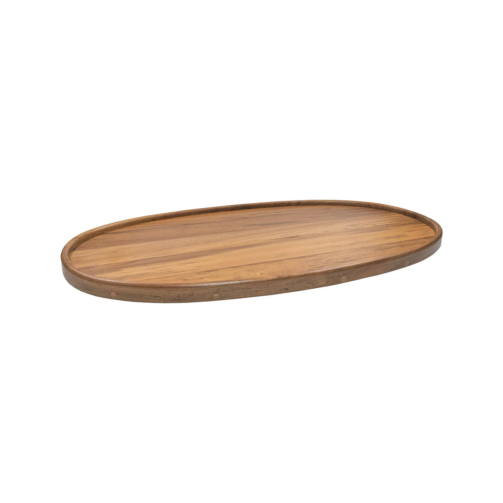 TEAK TABLE, OVAL 16"X24"X1-1/8