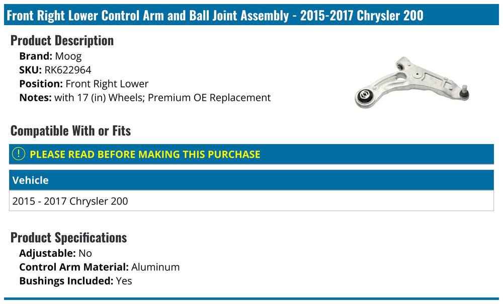 Moog Chevrolet Silverado 1500 Suspension Control Arm & Ball Joint Assembly - Left