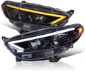 LED BAR PROJECTOR HEADLIGHTS GLOSSY BLACK HOUSING SMOKE LENS - HALOGEN MODELS ONLY - SEQUENTIAL SWITCHBACK TURN SIGNAL
