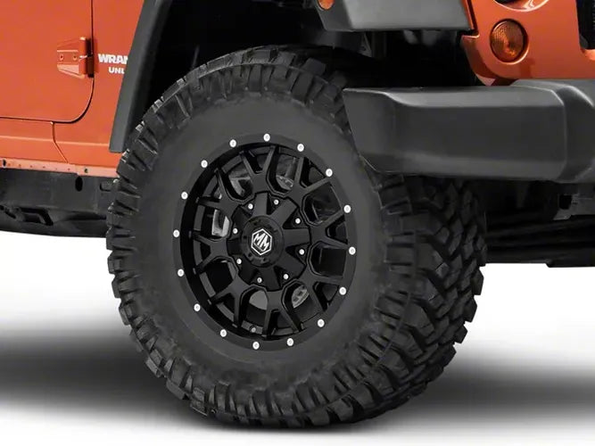 ~(34 lbs. 19X19X10)~ WARRIOR (8015) MATTE BLACK 17X9 5-114.3/5-127 18MM 87MM