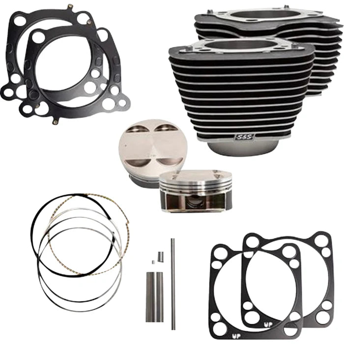 S&S Cycle 2017+ M8 Models 4.250in Bore 4-5/8in Stroke Cylinder Kit - Wrinkle Black w/ Highlight