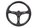NRG Carbon Fiber Steering Wheel (350mm /1.5in. Deep) Leather Trim w/Red Stitch & Slit Cutout Spokes