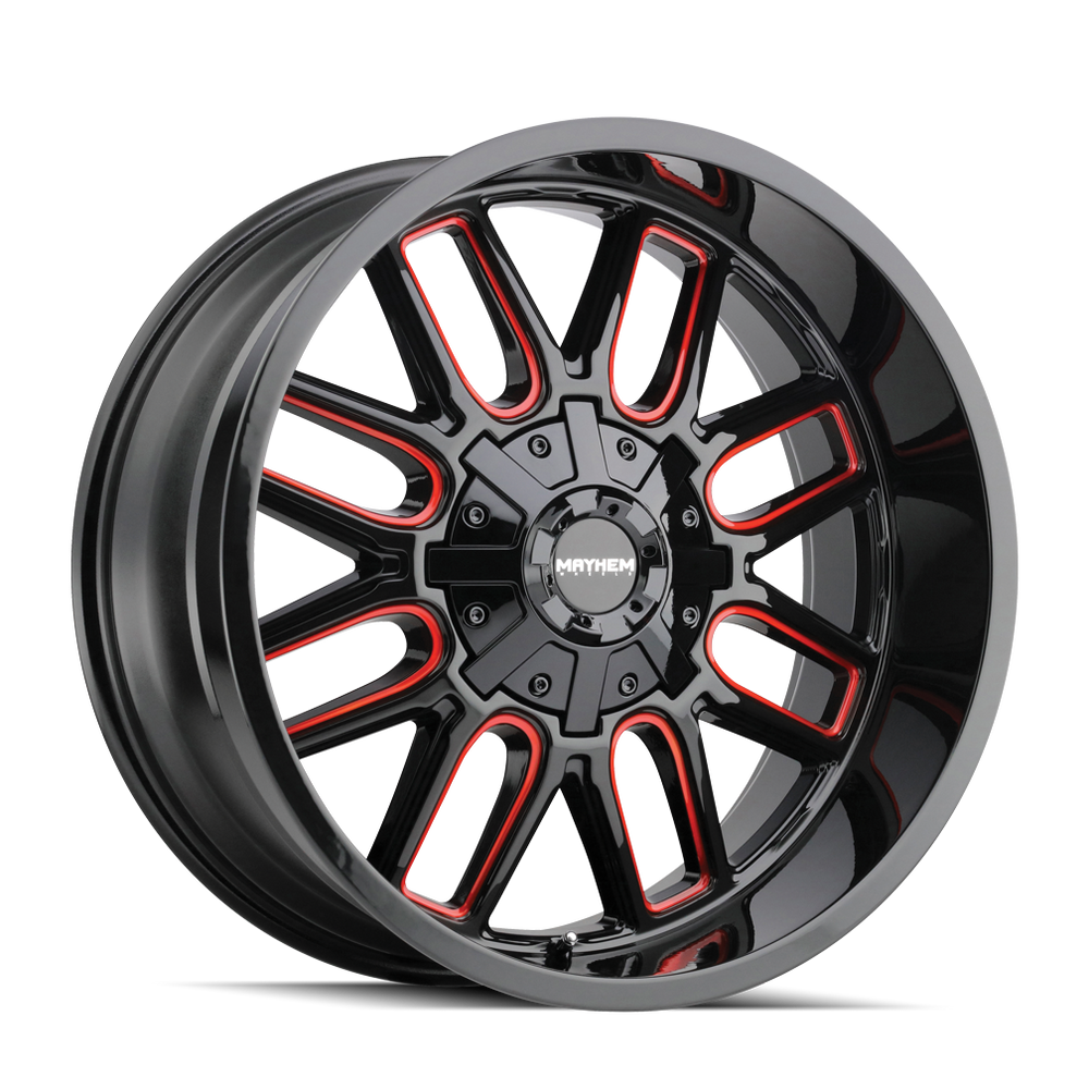 ~(42 lbs. 22X22X13)~ COGENT (8107) BLACK W/PRISM RED 20X12 6-135/6-139.7 -51mm 106mm