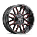 ~(42 lbs. 22X22X13)~ COGENT (8107) BLACK W/PRISM RED 20X12 6-135/6-139.7 -51mm 106mm