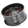 ~(42 lbs. 22X22X13)~ COGENT (8107) BLACK W/PRISM RED 20X12 6-135/6-139.7 -51mm 106mm