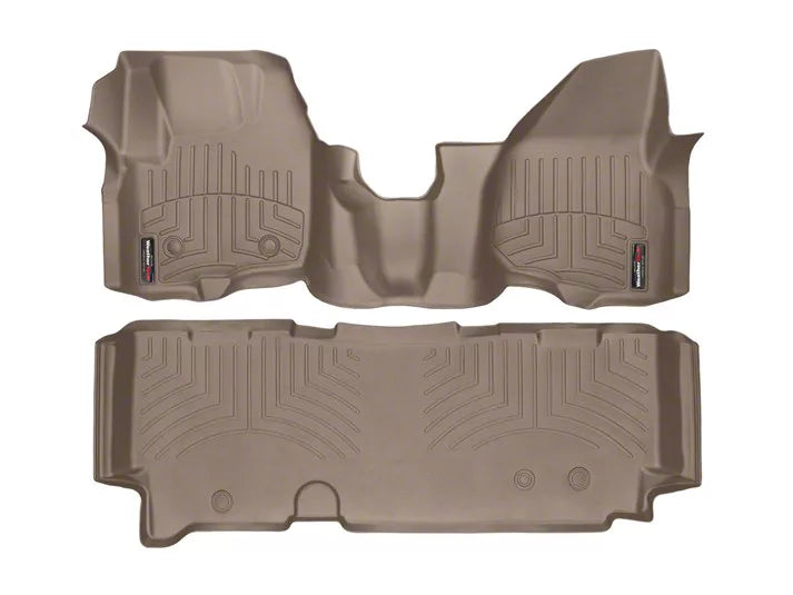 WeatherTech Tan Front and Rear Floorliners - Over The Hump Fits -20-16 F-250 F-350 F-450 F-550 454341-453053