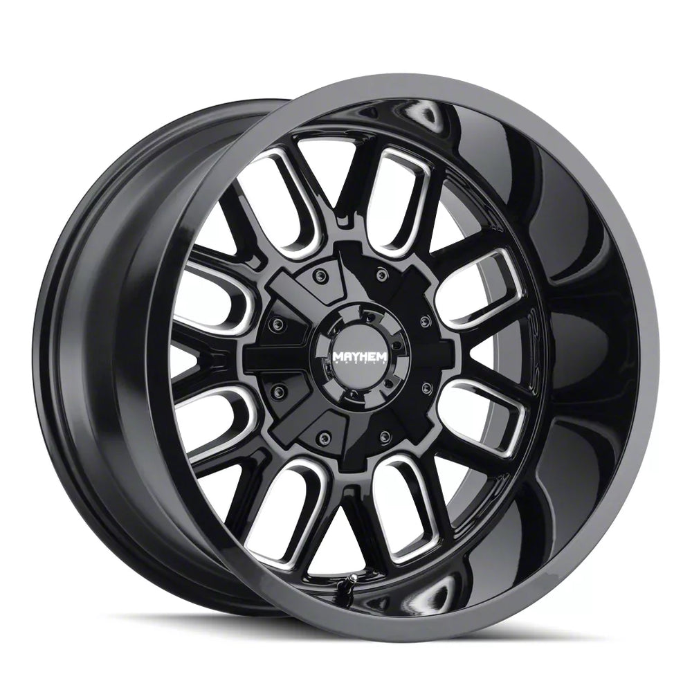 ~(36 lbs. 19X19X10)~ COGENT (8107) GLOSS BLACK/MILLED SPOKES 17X9 6-135/6-139.7 -12mm 106mm