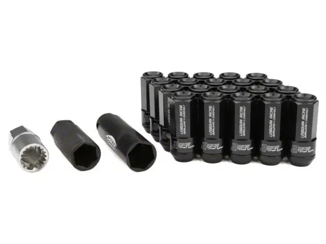 Project Kics Leggdura Racing Shell Type Lug Nut 54mm Open-End Look 16 Pcs + 4 Locks 14X1.5 Black