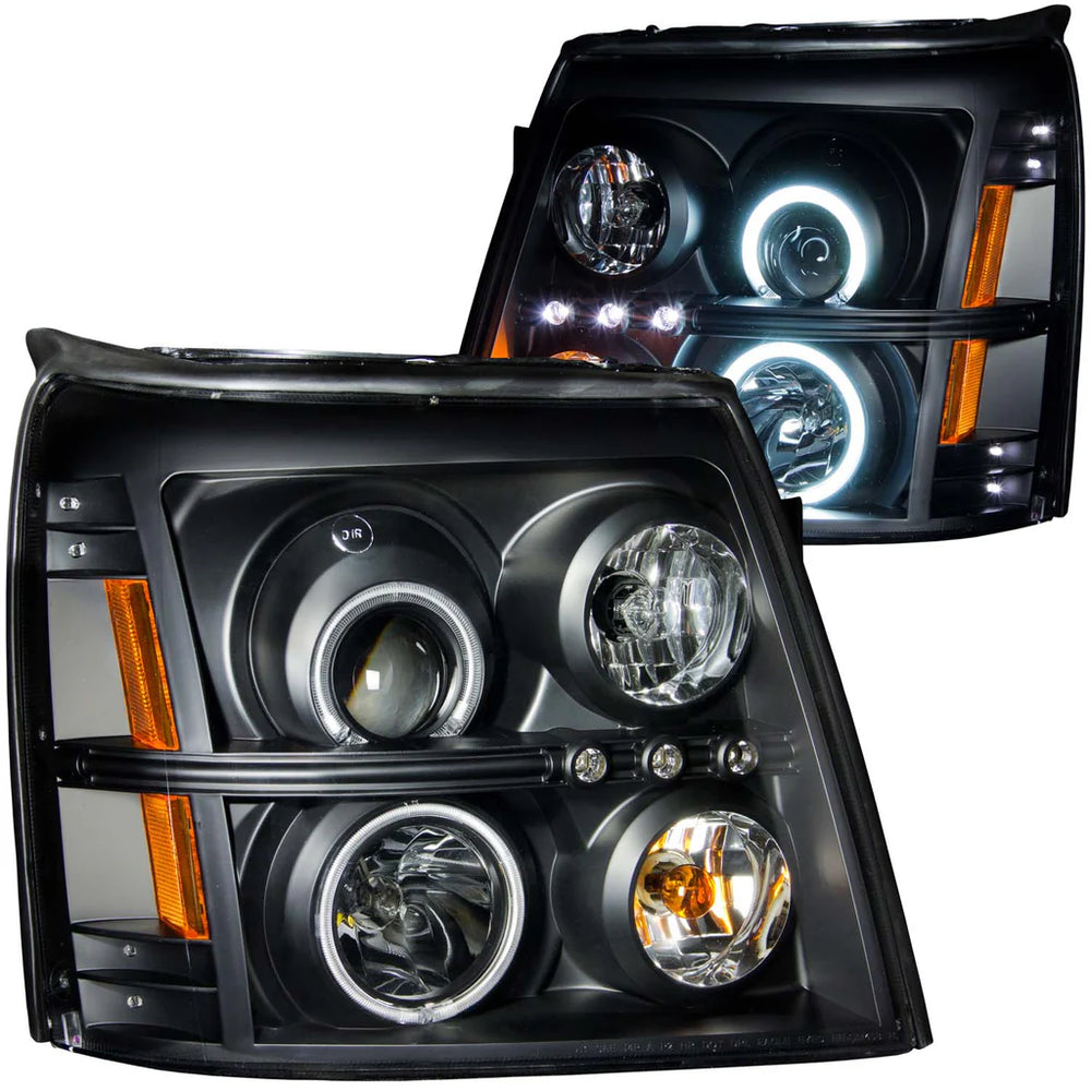0306 CADILLAC ESCALADE PROJECTOR HALO BLACK CLEAR AMBER(CCFL)HEADLIGHTS DRIVE/PASS