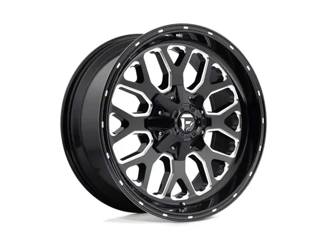 ~(49 lbs. 25X25X12)~ TITAN 22x9.5 6x135.00/6x139.70 GLOSS BLACK MILLED (20 mm)