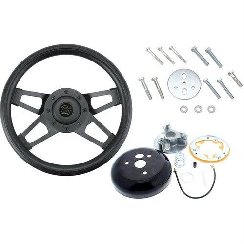 D-Shaped Diamond Grip Steering Wheel Black