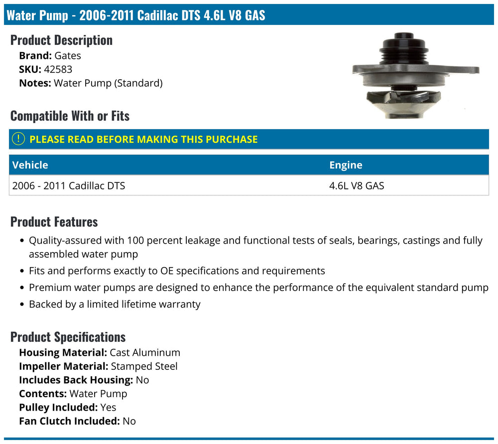 Gates Premium Engine Water Pump