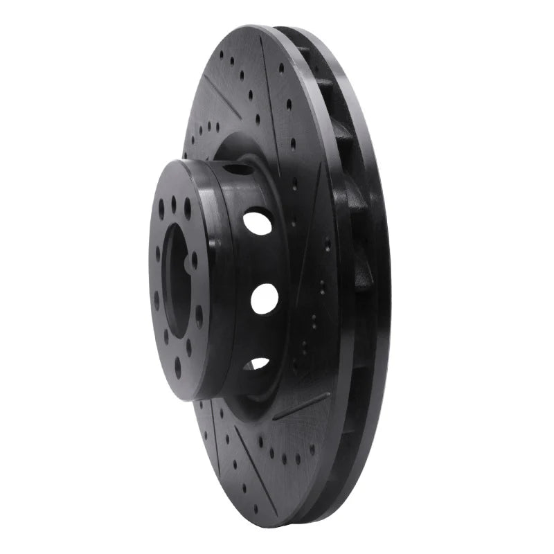 R1 00-03 BMW M5 Left Front Drilled & Slotted Black Brake Rotor