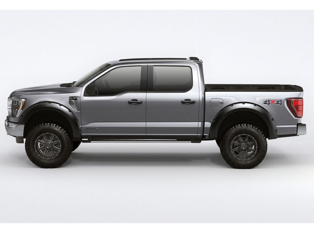 Black Forge Pocket/Rivet Textured Finish 4-Pc Fender Flare Set For 2021-2022 Ford F150 Will Not F150 Lightning Bushwacker