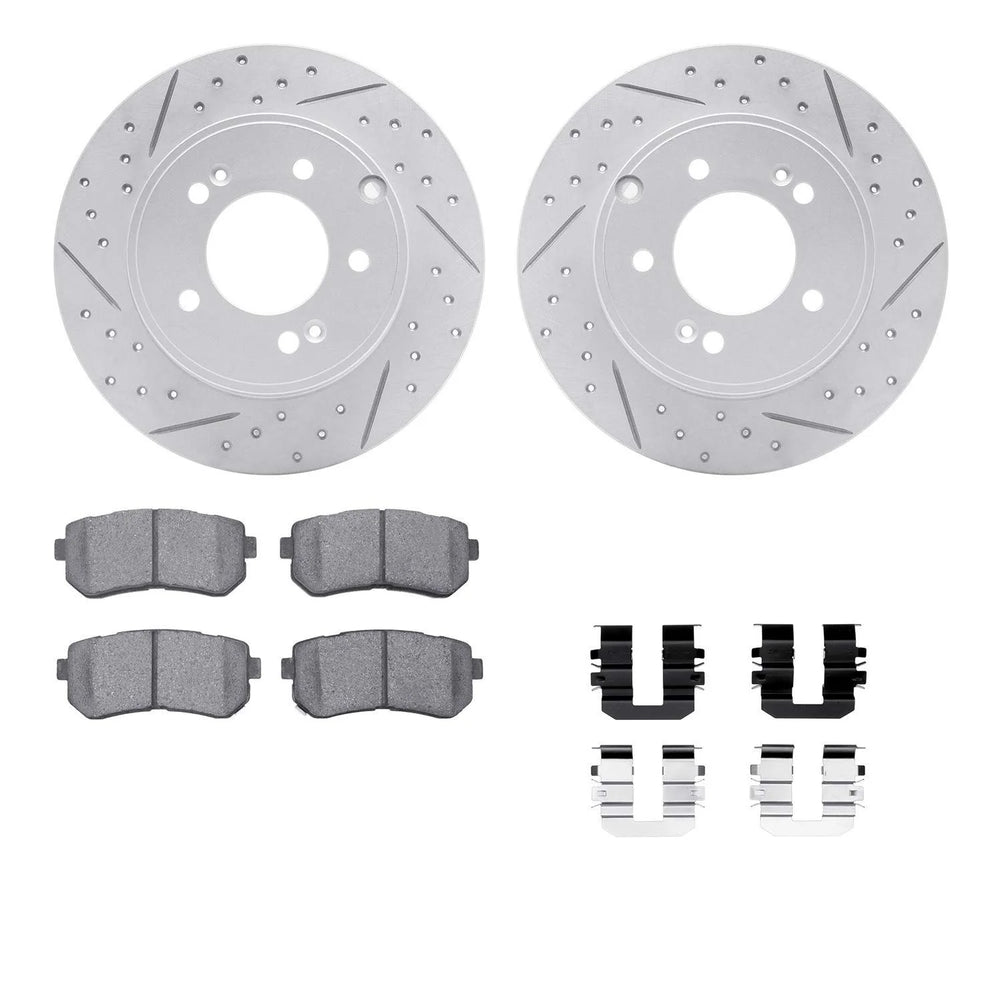 DFC 14-19 Hyundai Tucson Rear Drilled & Slotted Geoperformance Rotors 5000 Advanced Pads w/Hardware