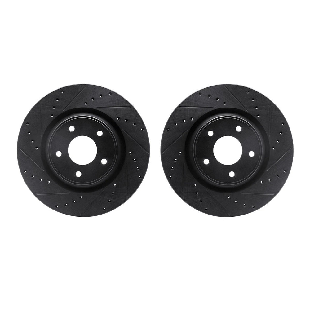 R1 14-19 Nissan X-Trail Front Drilled & Slotted Black Brake Rotor Set