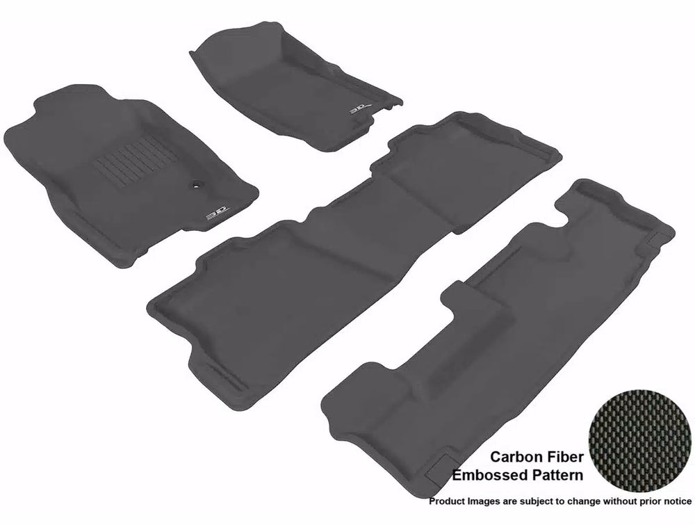 3D MAXpider 2006-2010 Ford Explorer Kagu 1st & 2nd & 3rd Row Floormats - Black