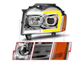 ANZO 05-07 Jeep Grand Cherokee Projector Headlights - w/ Light Bar Switchback Chrome Housing