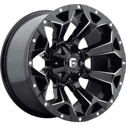 ~(52 lbs. 23X23X13)~ ASSAULT 20x10 5x114.30/5x127.00 GLOSS BLACK MILLED (-18 mm)