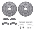 R1 74-80 Ford Pinto Front Drilled & Slotted Silver Brake Rotor Set w/Optimum OE Pads and Hardware