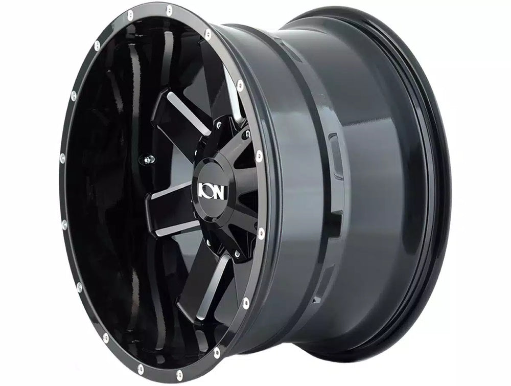 ~(46 lbs. 22X22X11)~ 141 (141) GLOSS BLACK/MILLED SPOKES 20X10 8-180 -19MM 124.1MM
