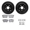 R1 05-18 Acura RDX Rear Drilled & Slotted Black Brake Rotor Set w/Optimum OE Pads and Hardware
