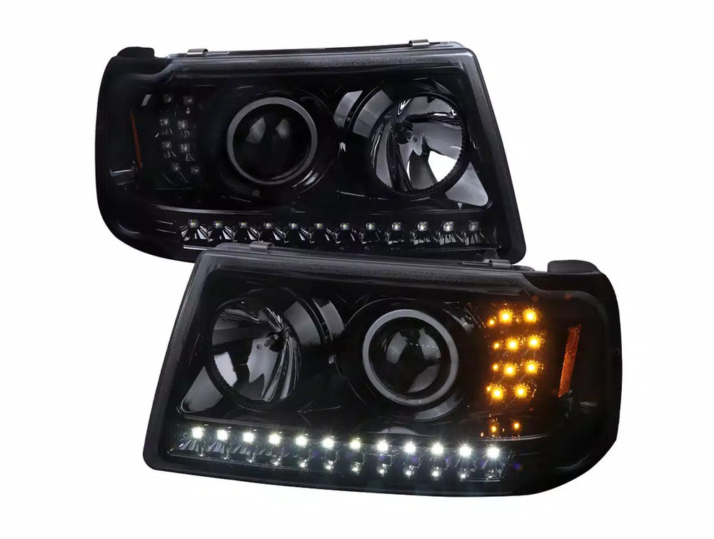 PROJECTOR HEADLIGHTS FULL GLOSSY BLACK WITH SMOKE LENS