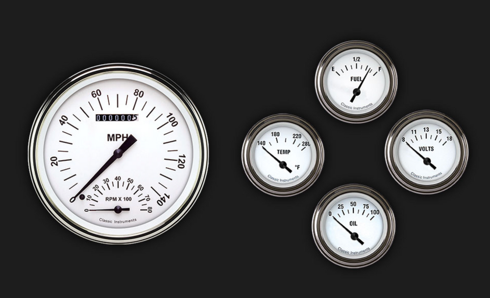 WHITE HOT GAUGE SET 1961-66 FORD VAN
