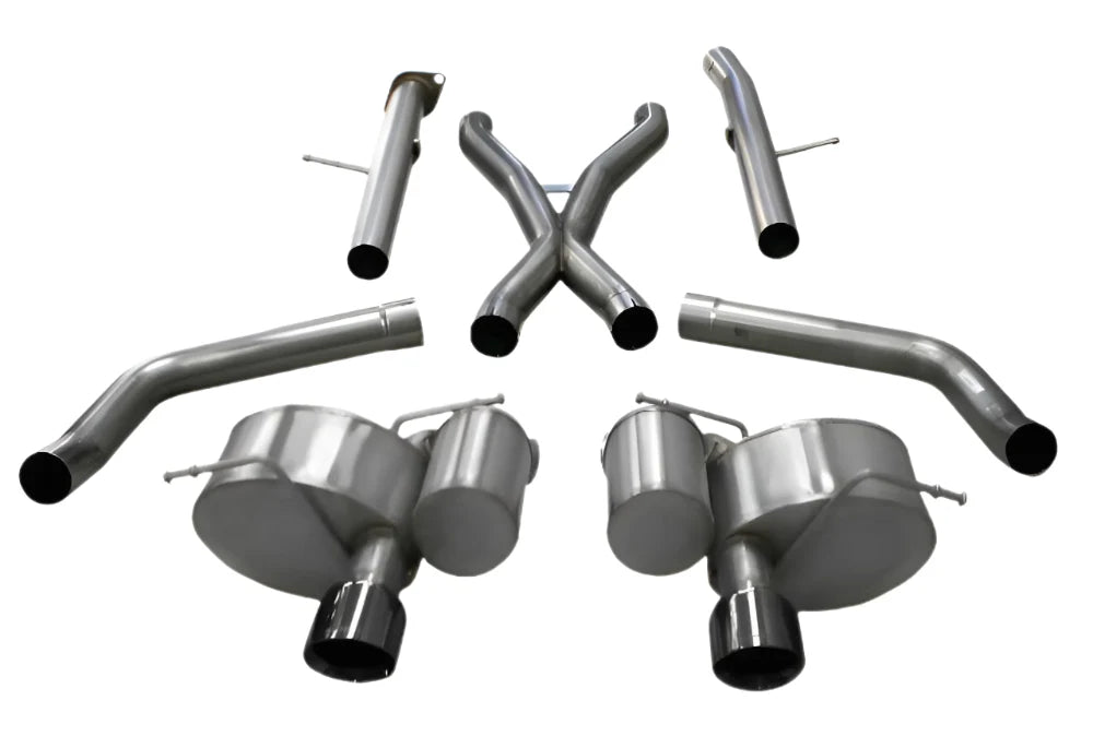 3.0 Dual Rear Exit Cat-Back Exhaust System with 4.5 Black PVD Straight Cut Carbon Fiber Tips