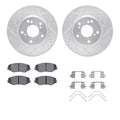 R1 E- Line Series Brake Rotor - D/S - Silver w/ Ceramic Pads Hdw Fits Honda Civic