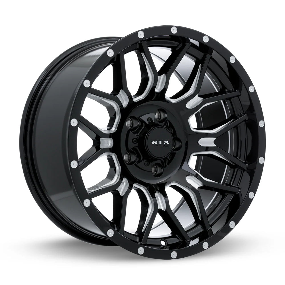 CLAW 20X9 8X180 ET0 CB125.1 GLOSS BLACK MILLED WITH RIVETS