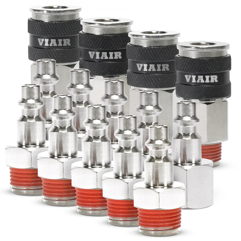COUPLERS 3/8IN NPT M(2)& F(2)QUICK CONNECT STUDS 3/8IN M(5)& F(5)WITH VIAIR LOGO