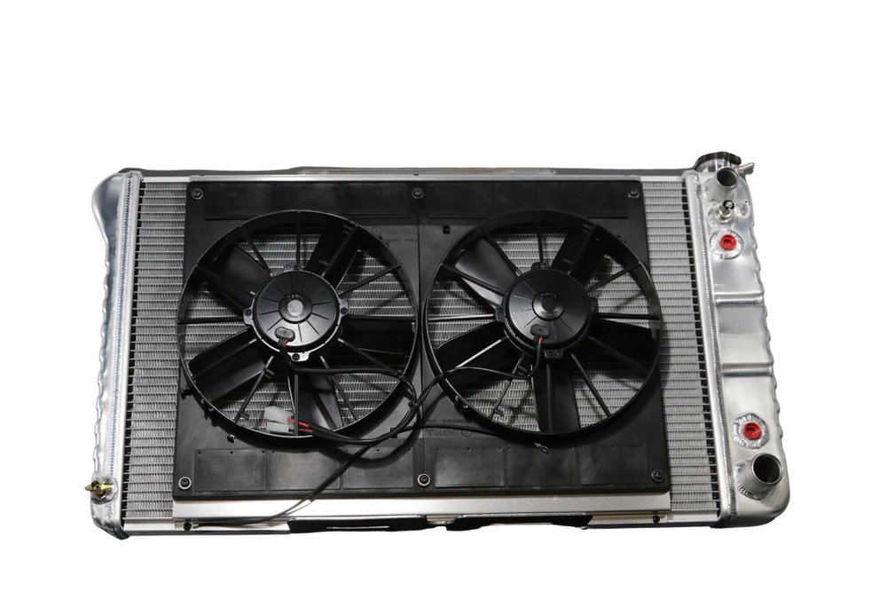 Radiator w/Fans Chevelle 68-72 LS Auto Trans Raw
