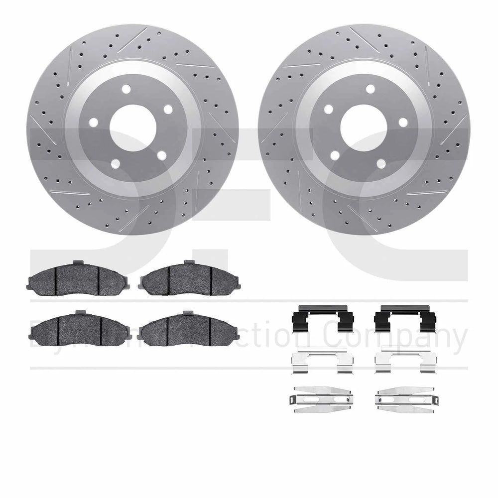 DFC 97-04 Chevrolet Corvette Front Drill/Slot Geoperf Rotors Euro 5000 Ceramic Pads w/Hardware