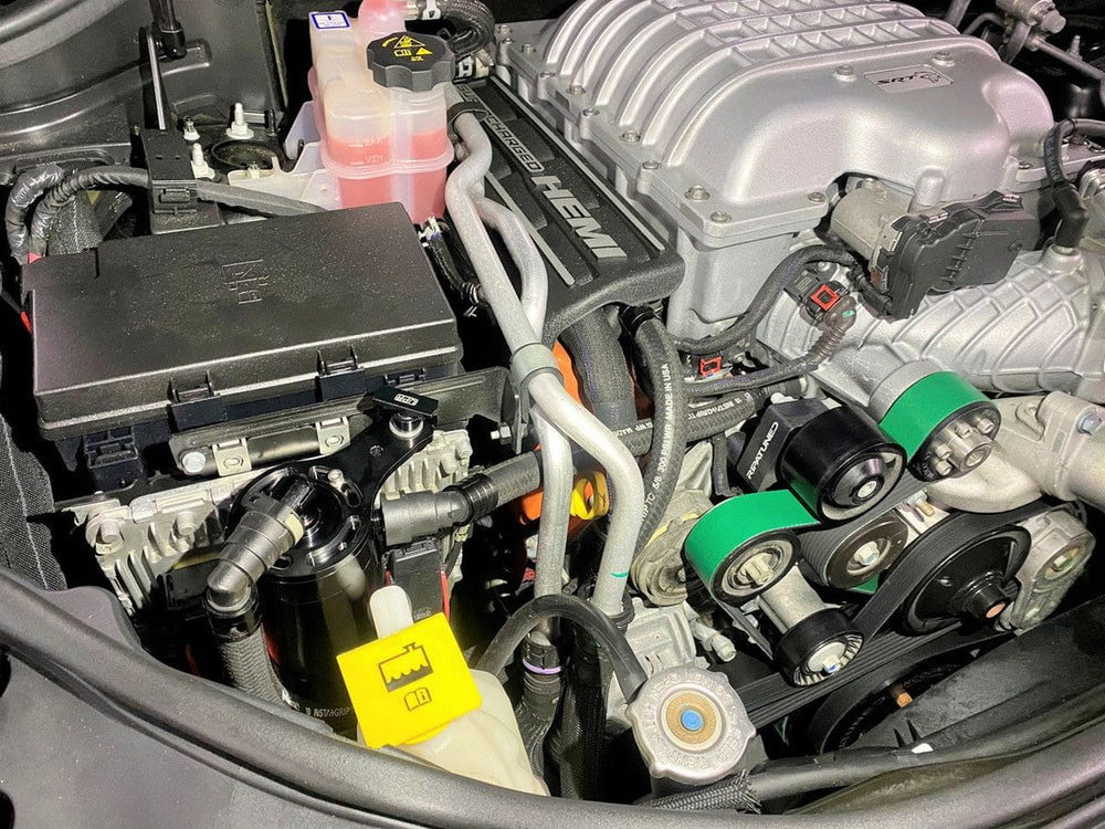 2018-2023 Jeep Trackhawk 2021-23 Durango Hellcat 6.2 Oil Catch Can Separator Plug N Play 3inch ECU Mount