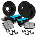 R1 E- Line Series Brake Rotor - D/S - Black w/ Ceramic Pads Hdw Fits Mercedes-Benz 240D