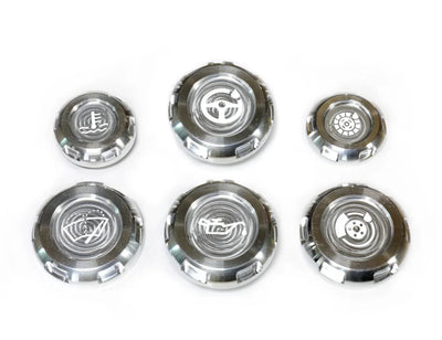 Billetworkz Silver (Raw) Engine Bay Caps Set - Zero Series - Fluid Engraving - Fits 2008-14 WRX/STI
