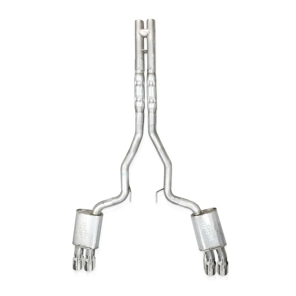 Stainless Works 2024 Mustang GT Catback Quad Tips Legend Sound H-Pipe Performance Connect Exhaust
