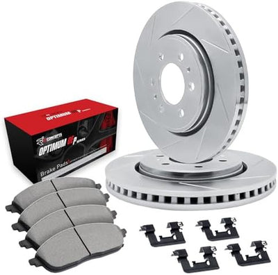 R1 Concepts Brake Rotors - Slotted - Silver w/ 5000 Oep Pads Hdw Fits Mitsubishi Montero