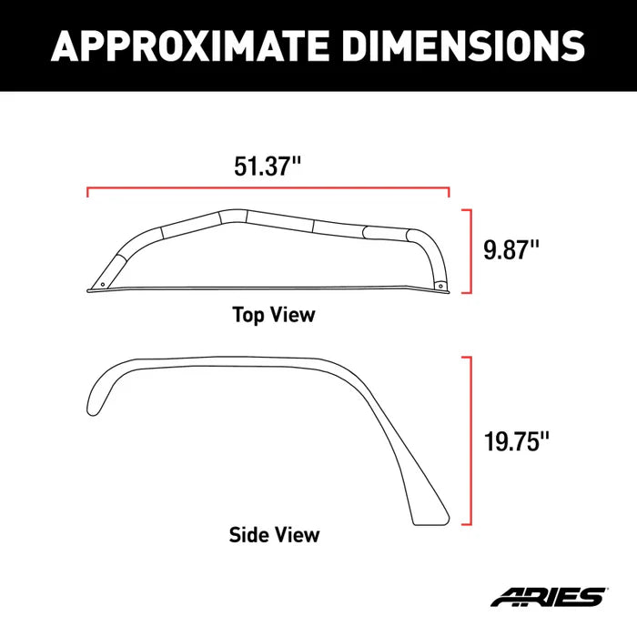 0718 JK TUBULBAR FRONT FENDER FLARE RAW
