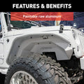 0718 JK TUBULBAR FRONT FENDER FLARE RAW