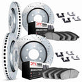 DFC 07-17 Buick Enclave Front & Rear Drill/Slot Silver Rotors 5000 Adv Brake Pads w/Hardware