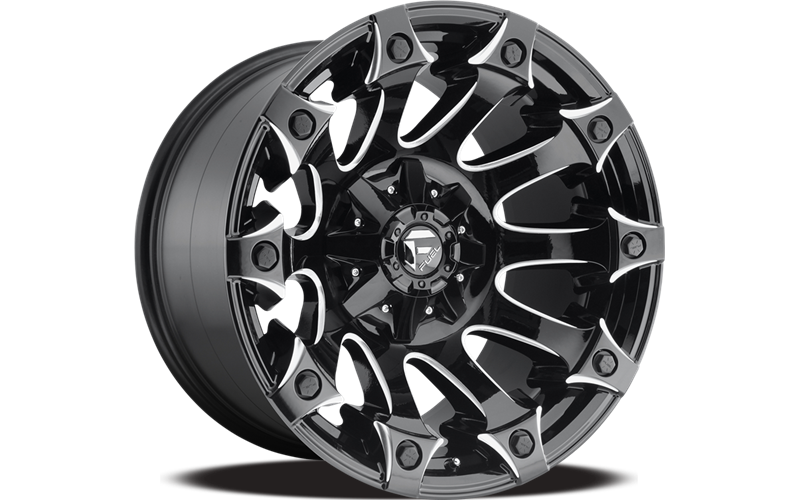 ~(51 lbs. 23X23X13)~ BATTLE AXE 20x10 8x170.00 GLOSS BLACK MILLED (-18 mm)