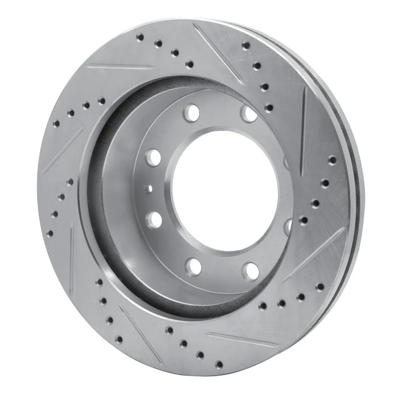 R1 85-89 Chevrolet P30 Front Left Drilled & Slotted Silver Brake Rotor