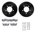 R1 80-93 Dodge W150 Front Drilled & Slotted Black Brake Rotor Set w/Optimum OE Pads and Hardware