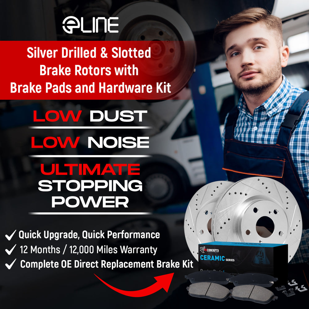 R1 Concepts E- Line Series Brake Rotor with Ceramic Brake Pads Hdw Fits Jaguar XJR
