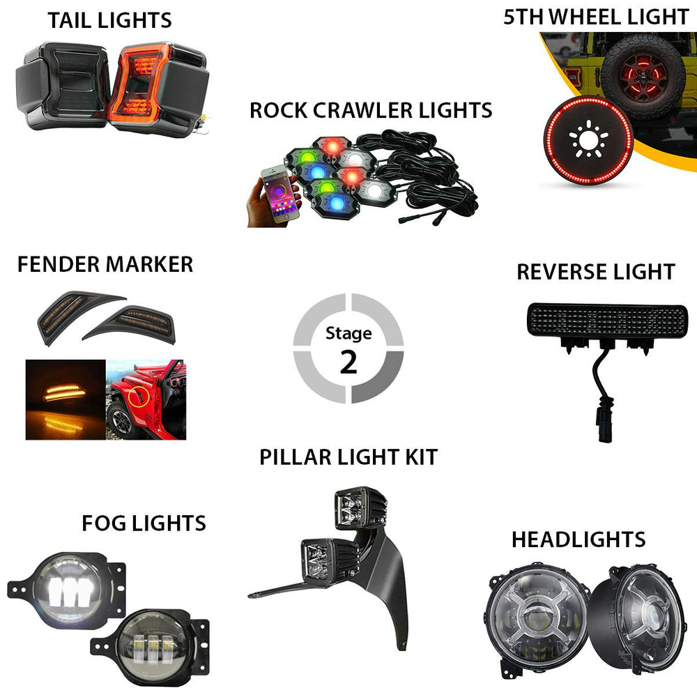 18C WRANGLER JL STAGE 1 LED LIGHTING COMBO PACKAGE