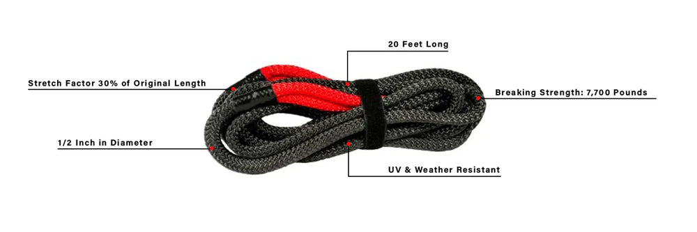 BULLETPROOF EXTREME DUTY 11/4IN X 30FT KINETIC RECOVERY ROPEBLACK