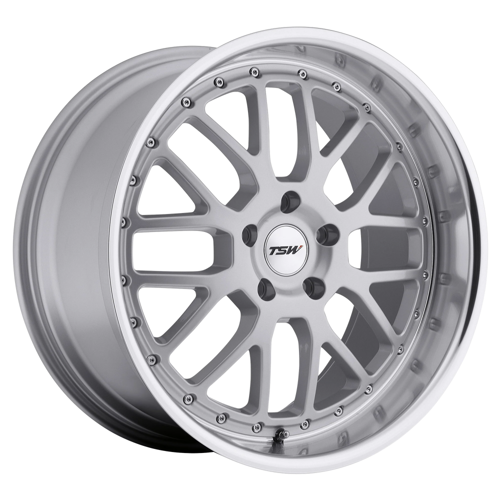 ~(28 lbs. 19X19X10)~ TSW VALENCIA 17x8.0 5/100 ET32 CB72.1 SILVER W/MIRROR LIP